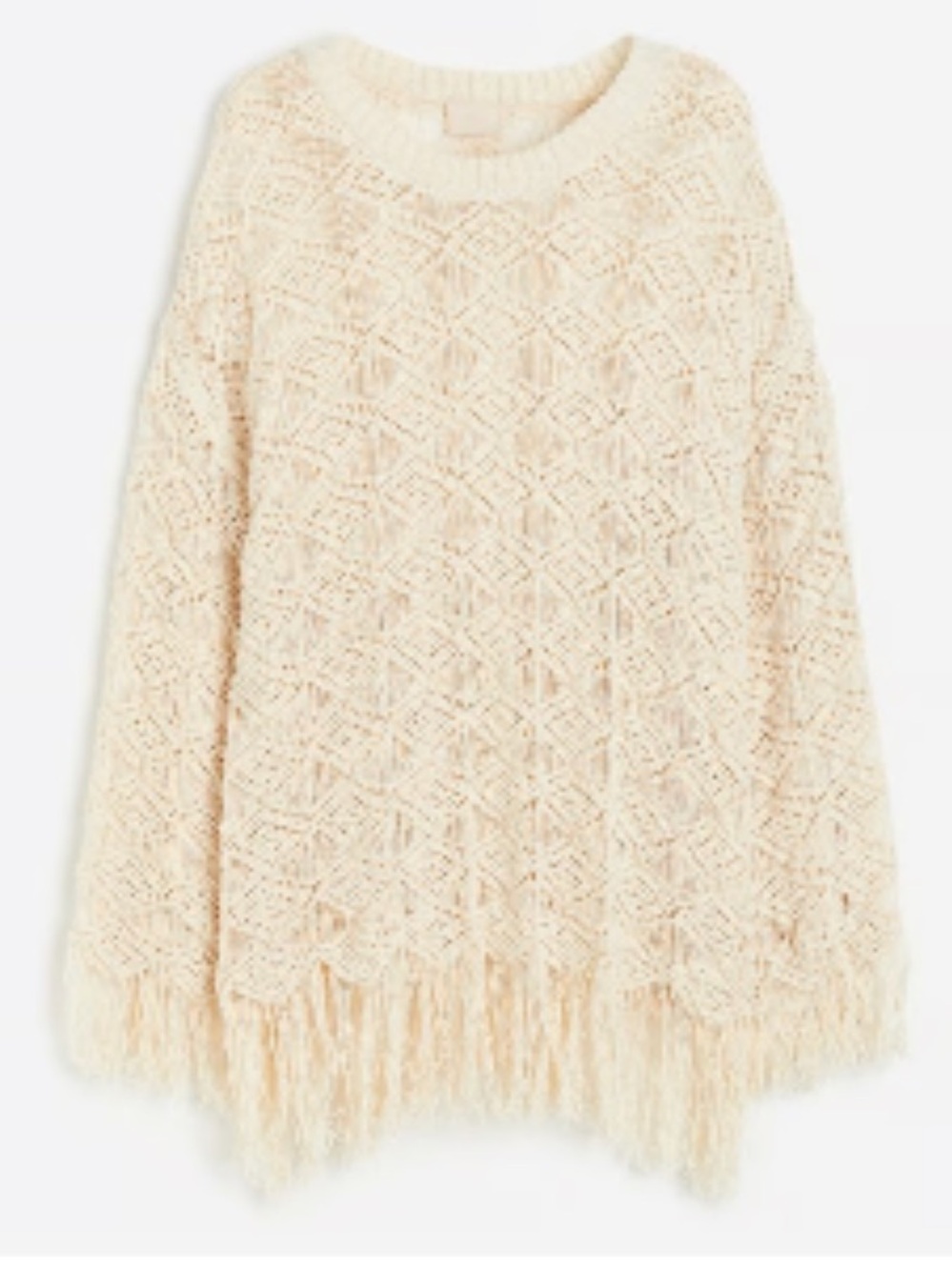 H&M pointelle-knit sweater with fringe